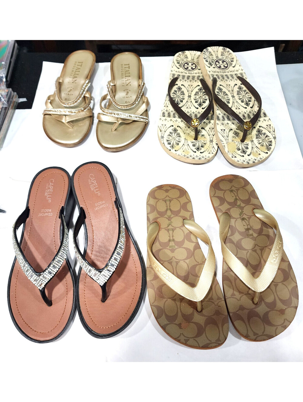 Reseller Lot 4 Pairs Womens Sandals Tory Burch Coach Italian Shoemakers Capelli
